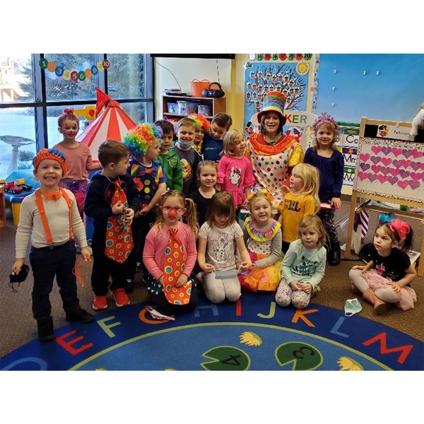 Students dressed up for clown day