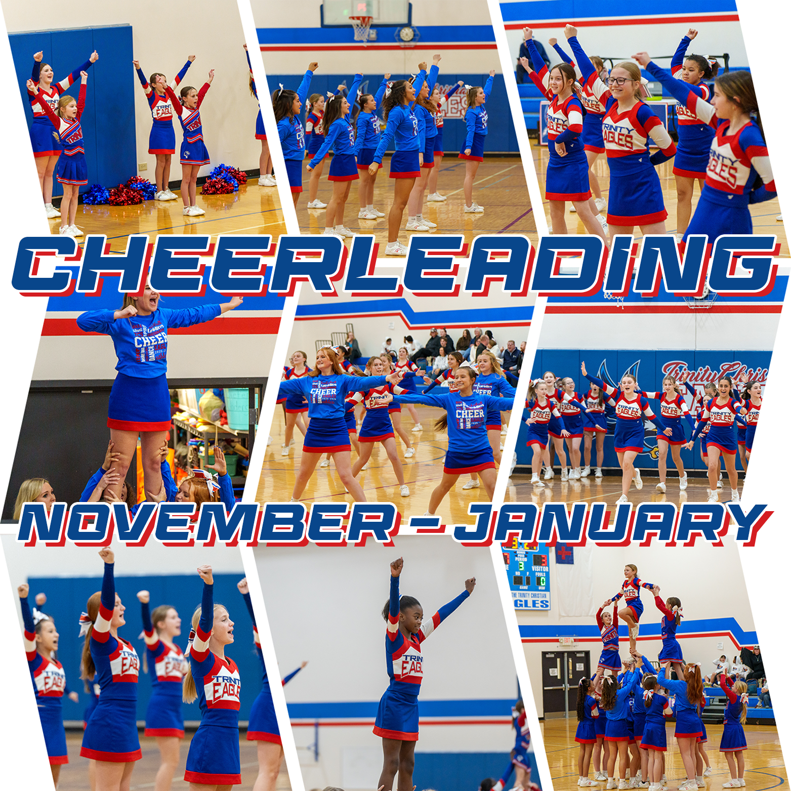 Cheerleading season runs from November through January